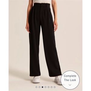Abercrombie & Fitch Tailored Wide Leg Pants in Black XL
